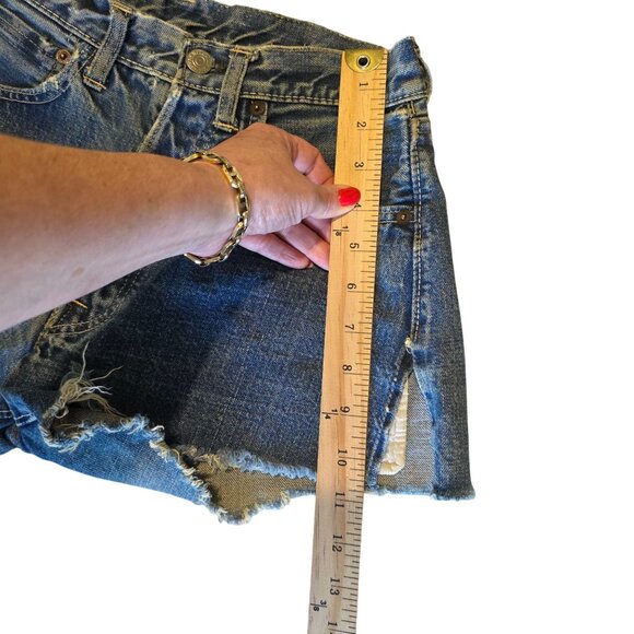 Vtg Levis 501 Jean Shorts Womens 26 70s Big E Selvedge Cut Off Distress Thrashed - Picture 11 of 11